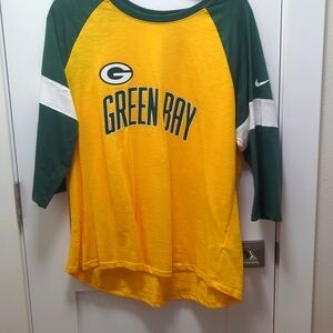 Green Bay Packers gold 3/4 sleeve Tshirt
